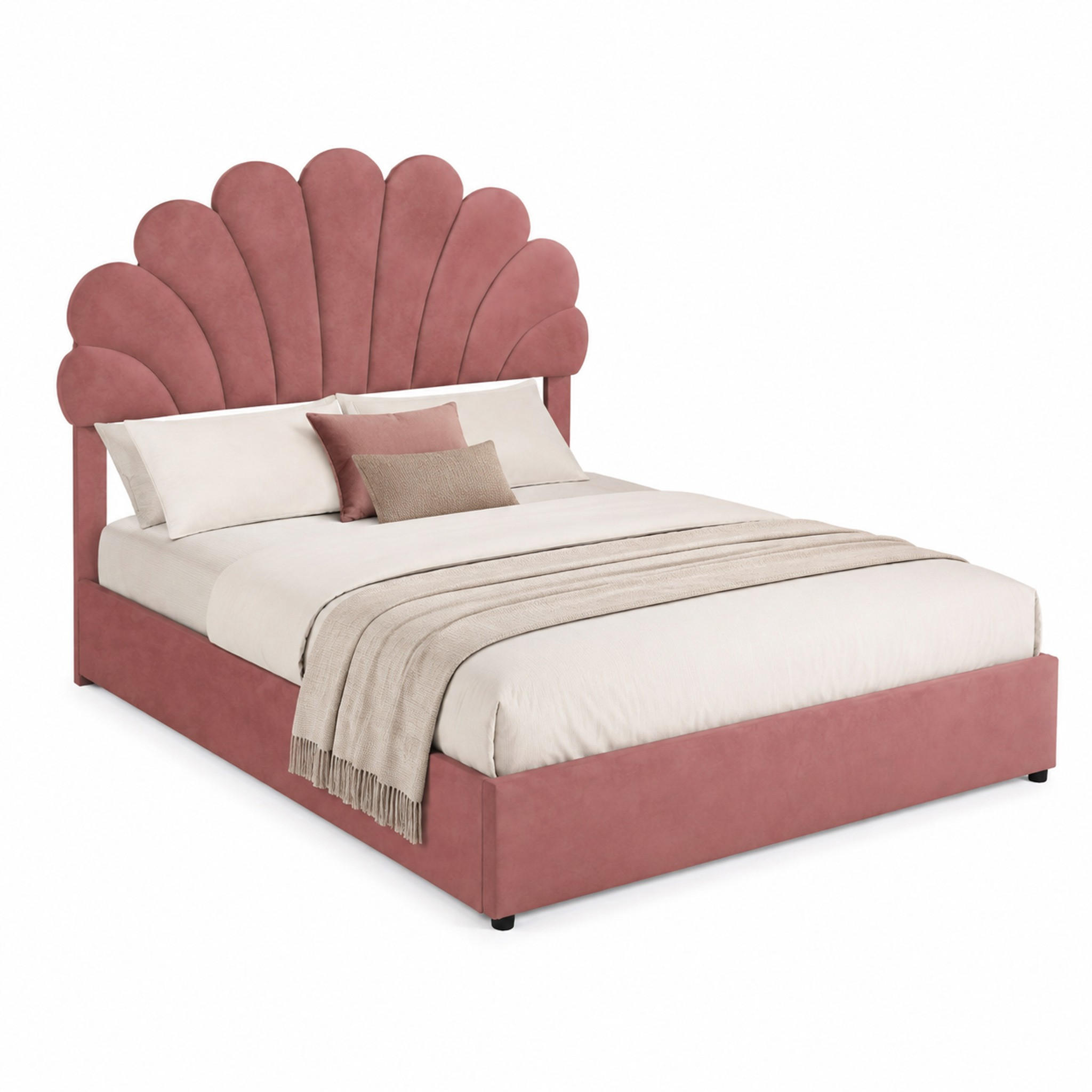 POLSTERBETT mit Stauraum 140x200 cm Samt Pink mit Lattenrost - Pink, Metall (140/200cm) - Meubliv
