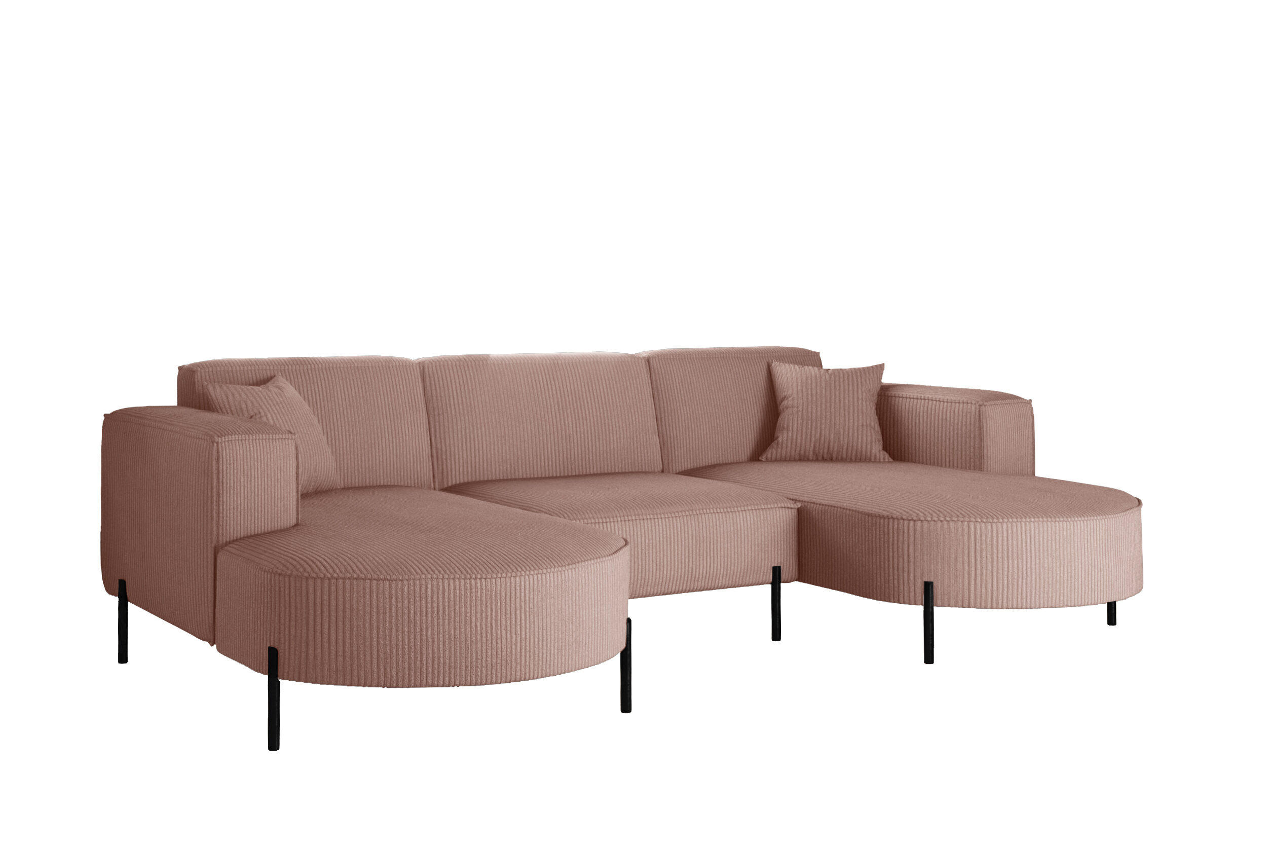 ECKSOFA Designer Modena U Rein stoff Poso Rosa - Rosa, Holz (165/299cm) - Kaiser Möbel