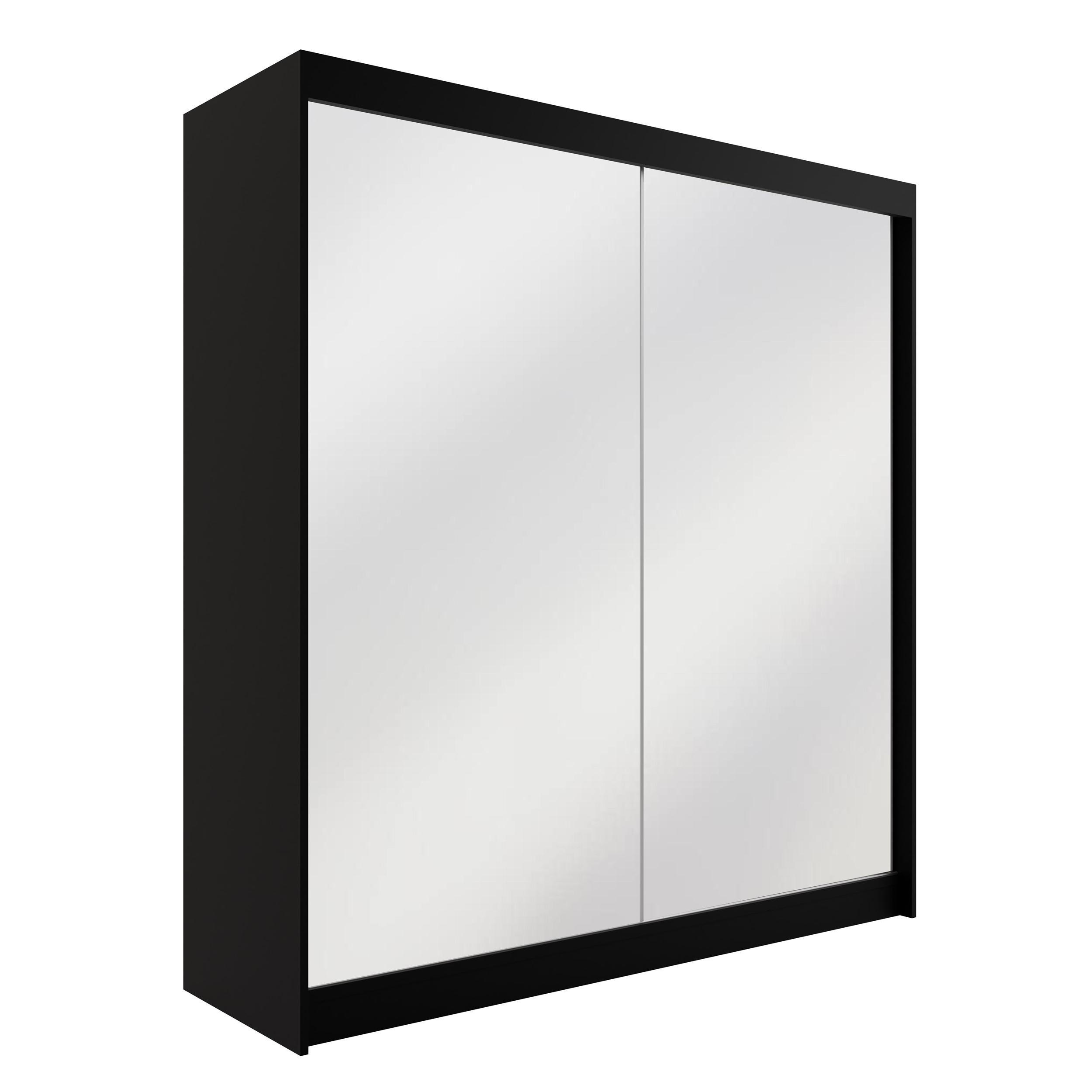 KLEIDERSCHRANK AMOHA - 200 cm - Schwarz - Schwarz, Holzwerkstoff (200/215/61cm) - ALTDECOR