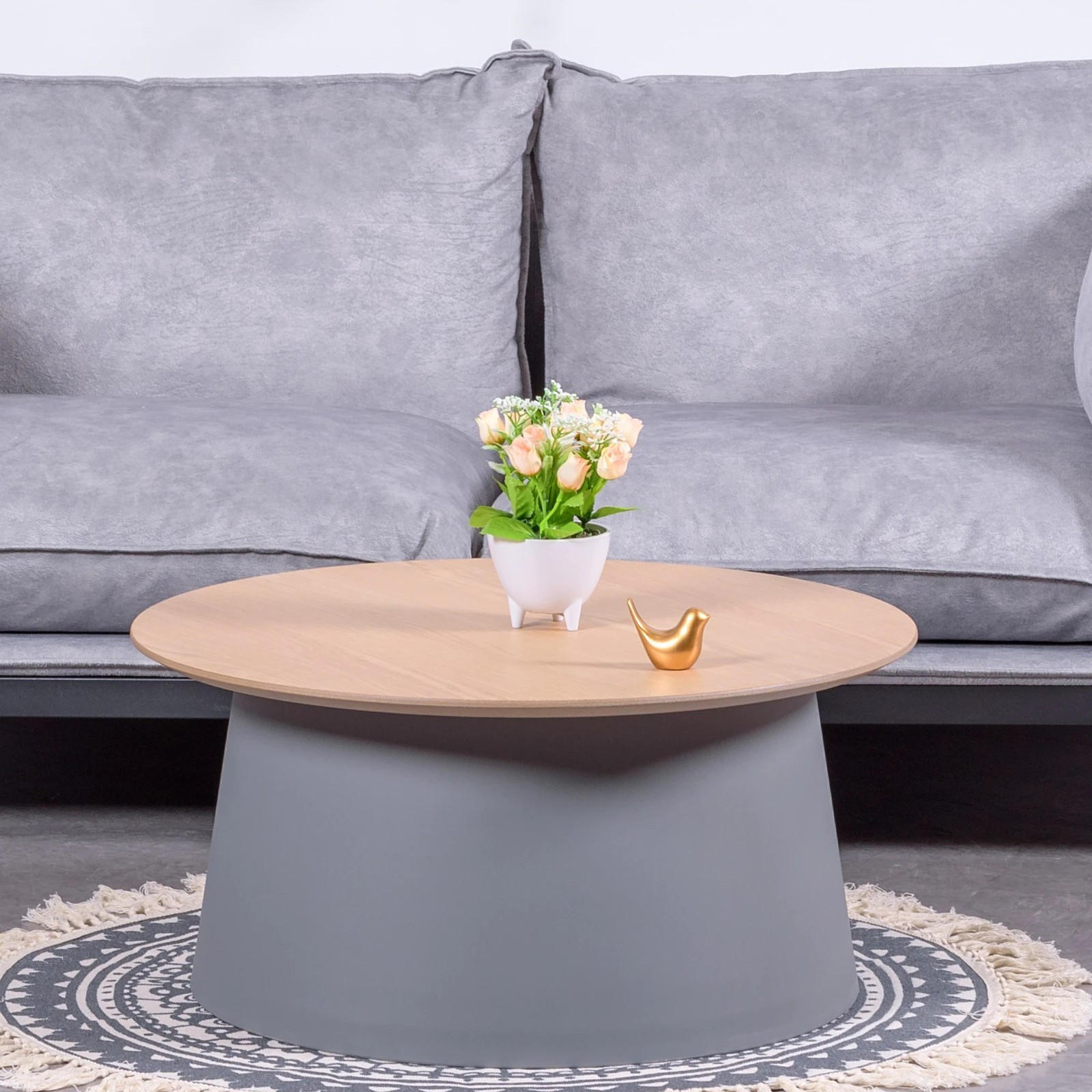 COUCHTISCH Rund Grau 69/69/34 cm - Grau, Holz (69/69/34cm) - Nest Dream