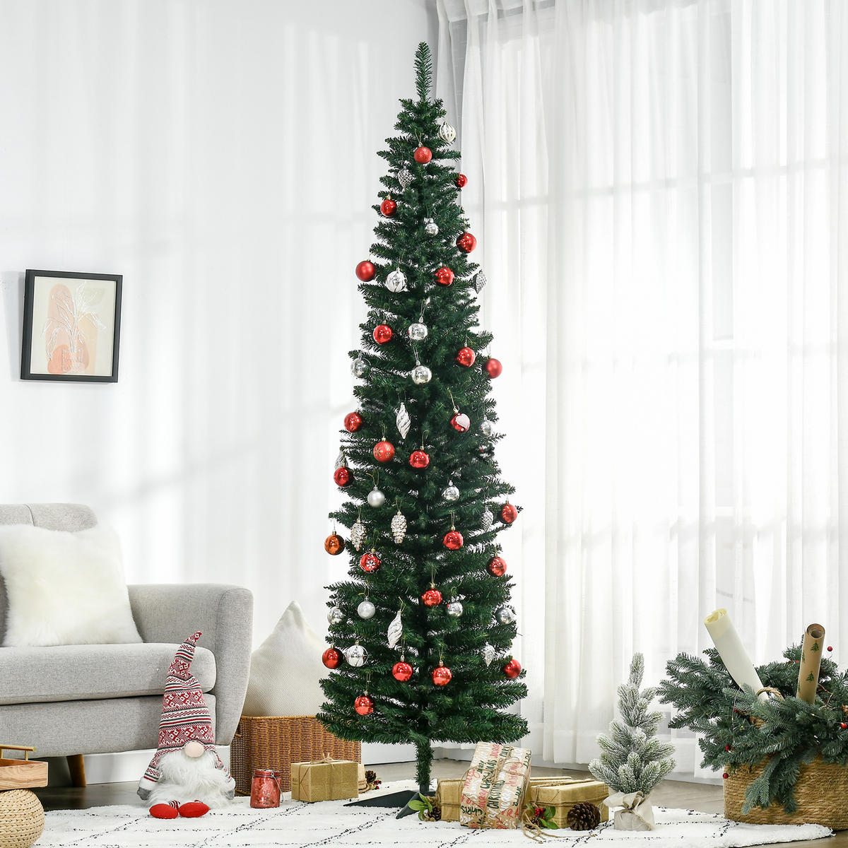 WEIHNACHTSBAUM 499 Spitzen Tannenbaum mit Kunststoffständer Grün - Grün, Kunststoff (210cm) - HOMCOM