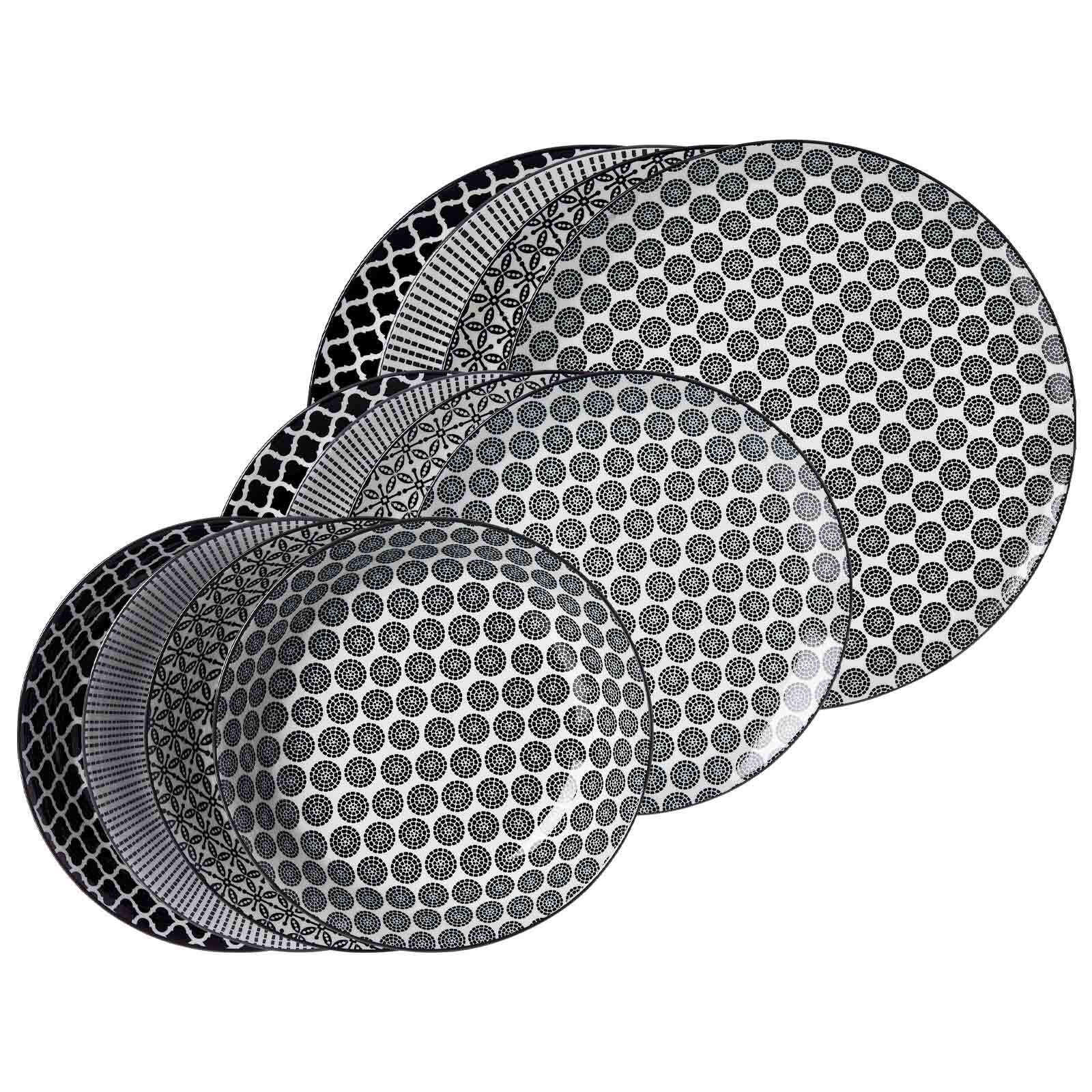 TELLER-SET Takeo schwarz-weiß 12er Set - Schwarz/Weiß, Keramik (1/1/1cm) - Ritzenhoff Breker