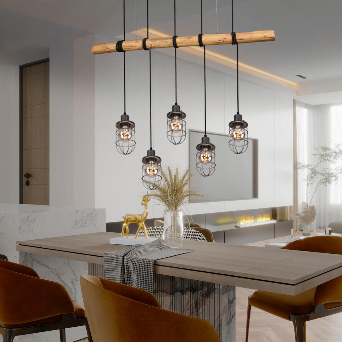 HÄNGELEUCHTE FORESTER Braun Natur - Braun, Holz (100/10/207cm)