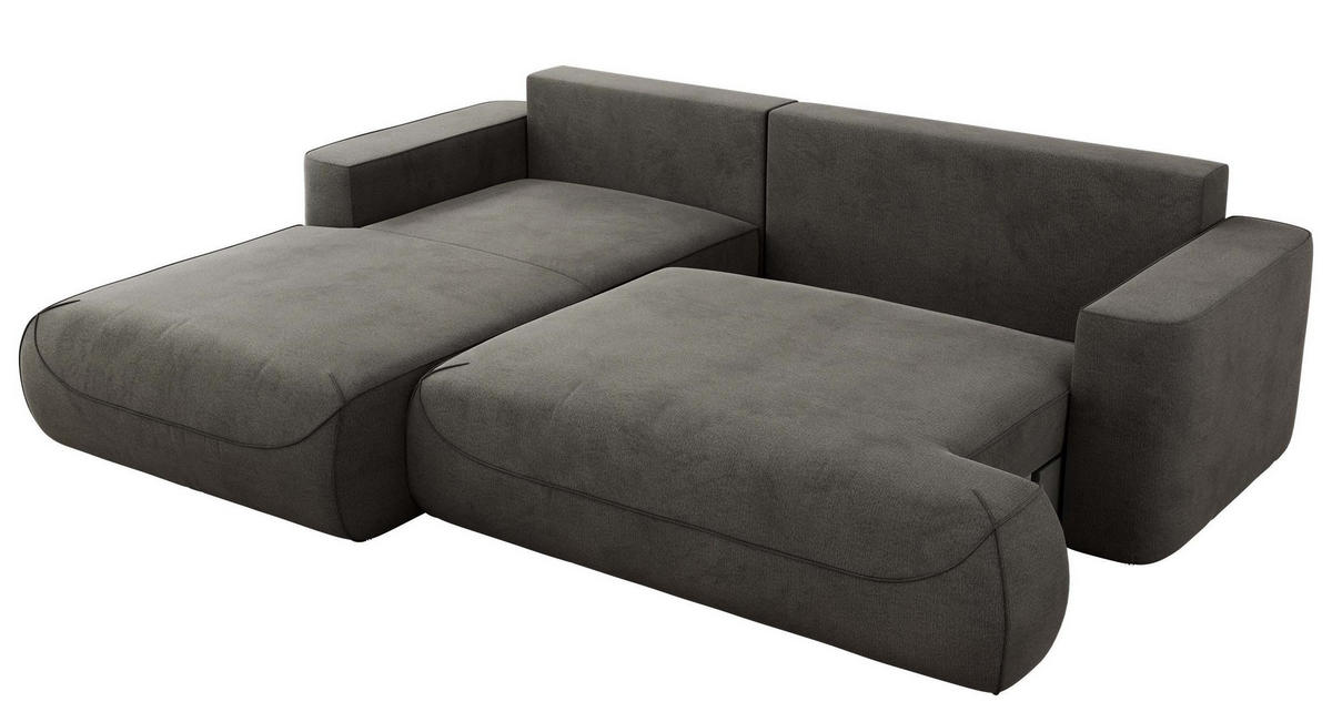 ECKSOFA OVO L Dunkelgrau Velvet - Links Seite - Dunkelgrau/Schwarz, Kunststoff/Textil (271/195cm) - MKS
