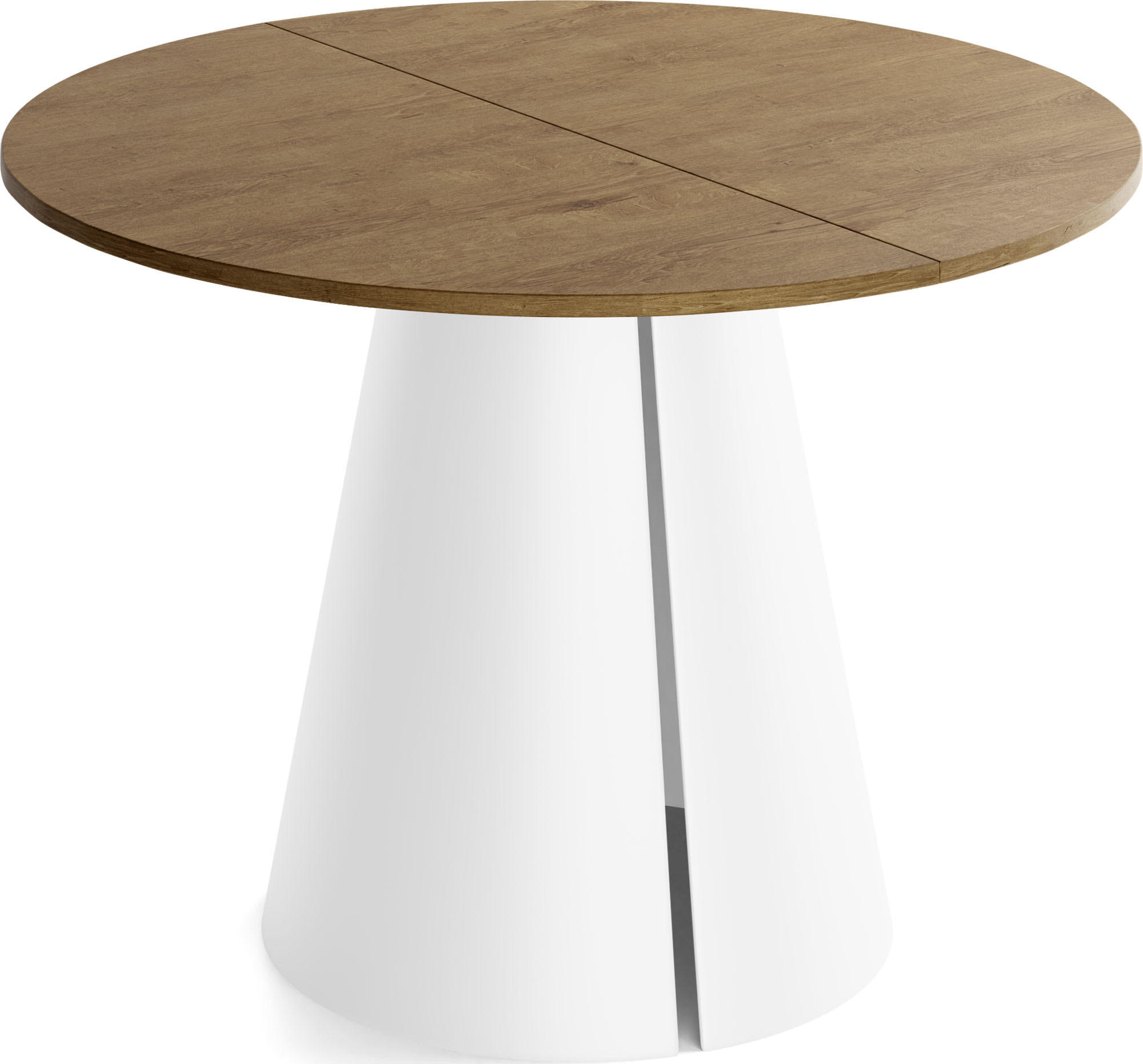 ESSTISCH Lamio runder ausziehbarer, Eiche Braun Rustikal 100-180/100/76 cm - Alteiche/Weiß, Holzwerkstoff/Metall (100/100/76cm) - WFL GROUP