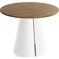 ESSTISCH Lamio runder ausziehbarer, Eiche Braun Rustikal 100-180/100/76 cm - Alteiche/Weiß, Holzwerkstoff/Metall (100/100/76cm) - WFL GROUP