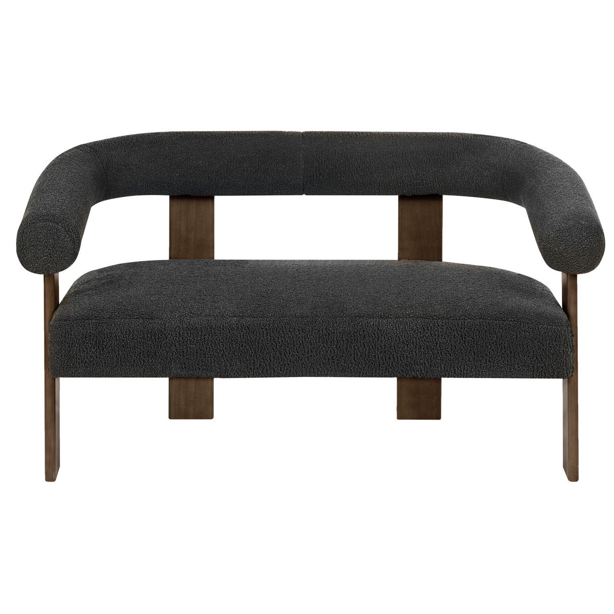 2-SITZER-SOFA Bouclé Schwarz/Dunkelbraun Ilbro - Schwarz, Textil (138/76/68cm) - Beliani