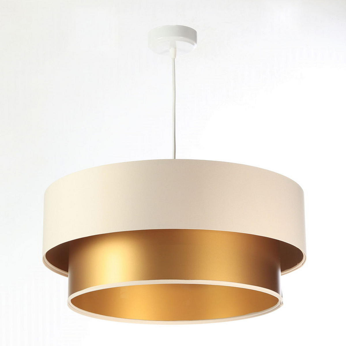HÄNGELEUCHTE Gold 40/20 cm - Beige/Goldfarben, Kunststoff (40/1/20cm) - ONZENO