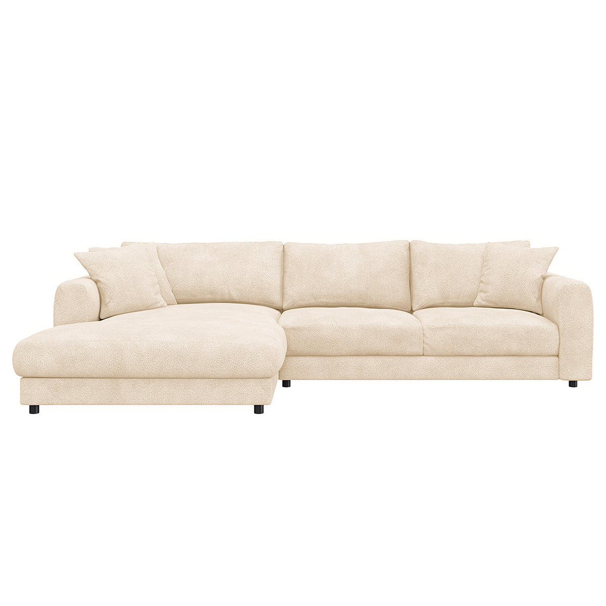 ECKSOFA mit Longchair - Beige/Schwarz, Holz/Kunststoff (286/183cm) - home24