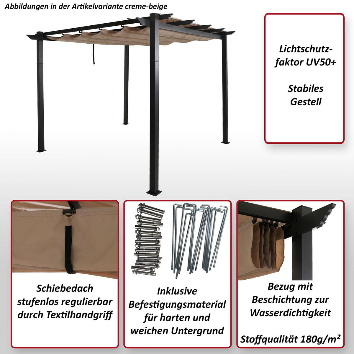 PERGOLA červenohnědá - červenohnědá, textil (300/240/300cm) - MCW