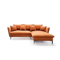 ECKSOFA SOLE Orange Plüsch-Stoff mit Schlaffunktion - Orange, Holz (258/167cm) - MASSENO