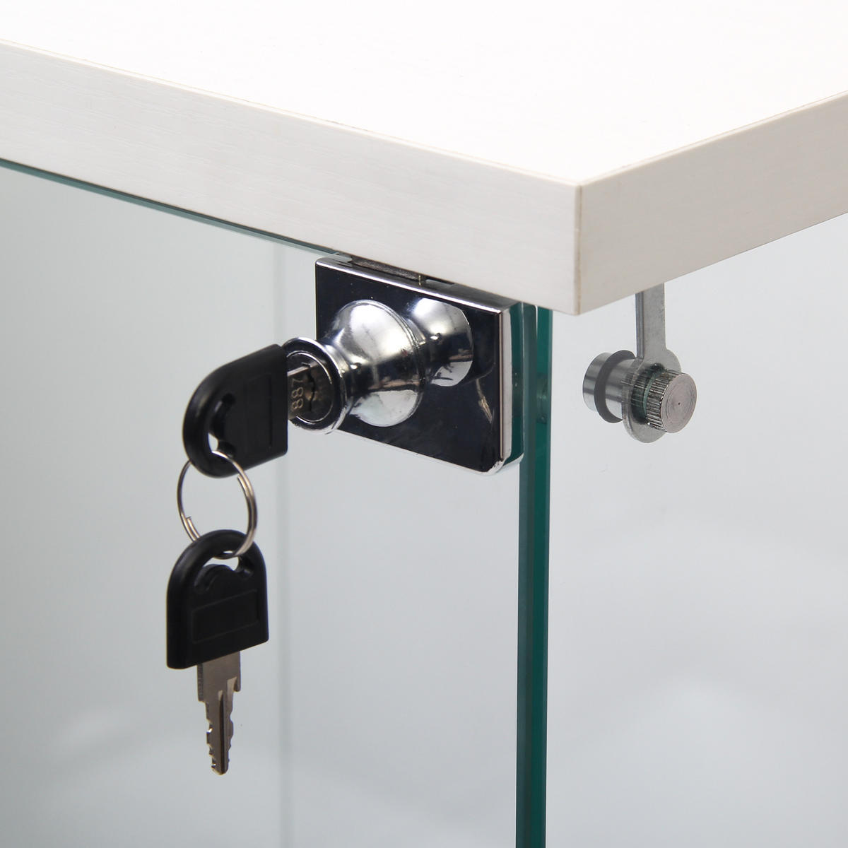 GLASVITRINE 36x42x125 cm abschließbar 3 Ablagen weiß - Weiß, Holz (43/126/37cm) - LEBENLANG