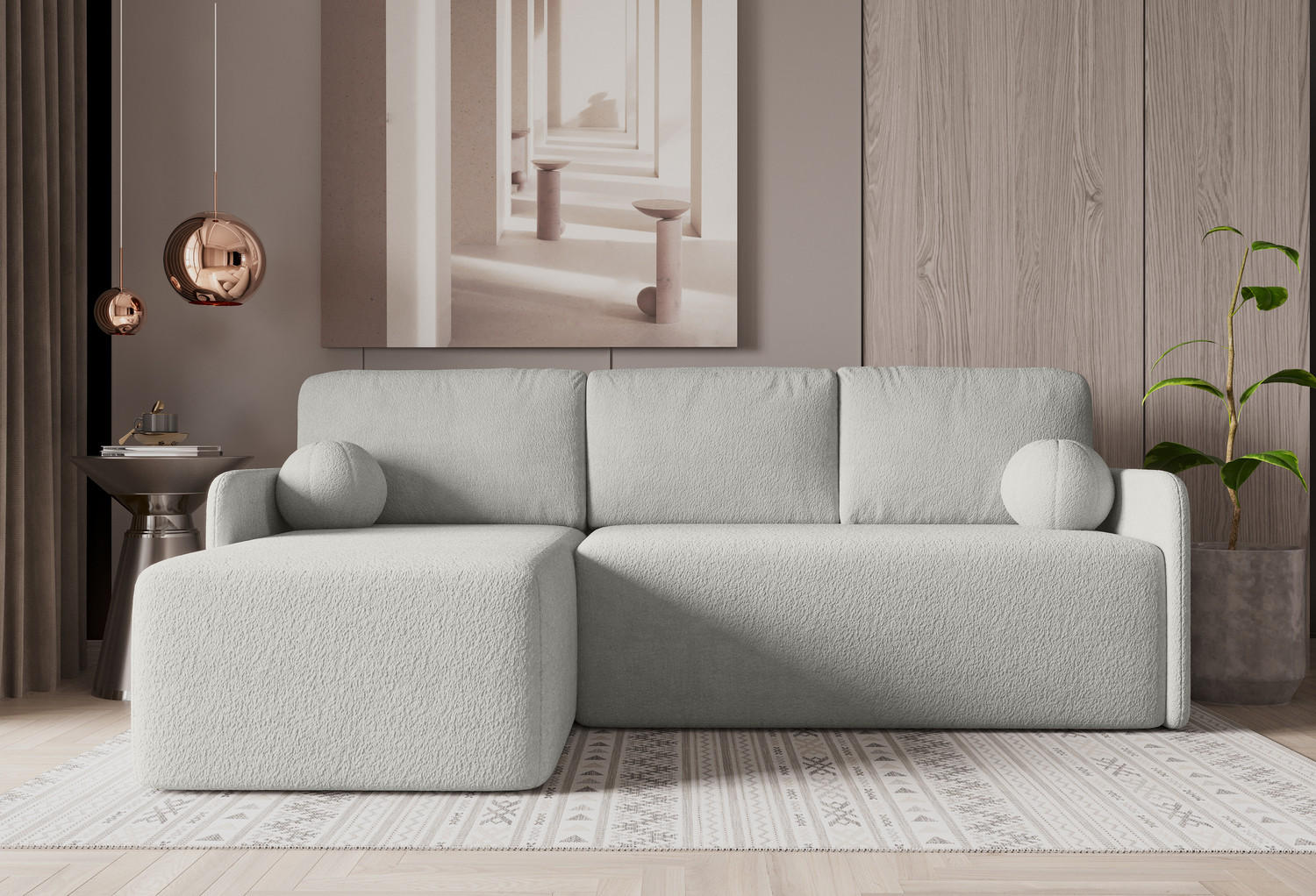 ECKSOFA MONDI Hellgrau - Hellgrau/Schwarz, Kunststoff/Textil (212/142cm) - Luxkor24