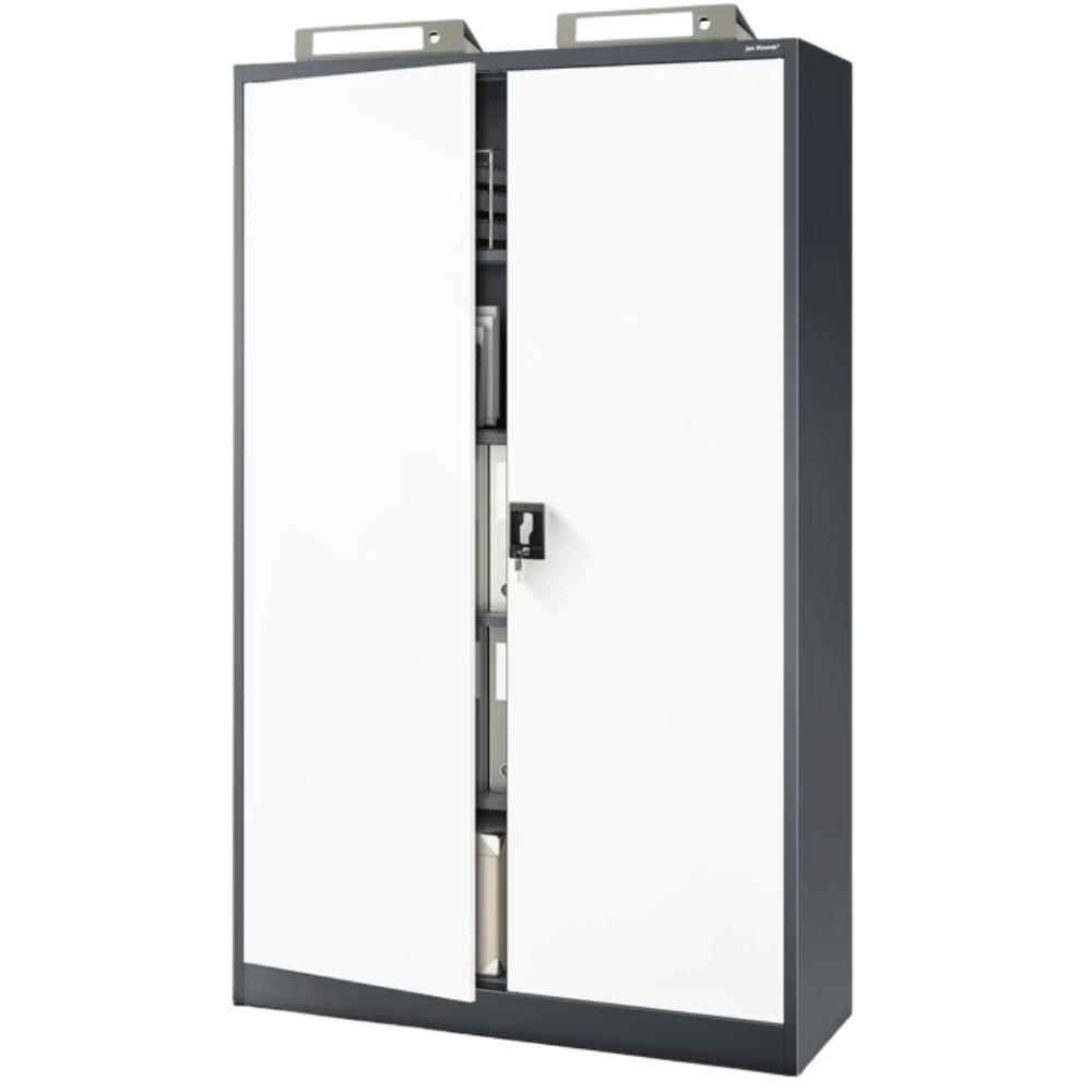 AKTENSCHRANK abschließbar KADO mit Flügeltüren 185x115x40cm Anthrazit-Weiß - Anthrazit, Metall (115/185/40cm) - DELUKE