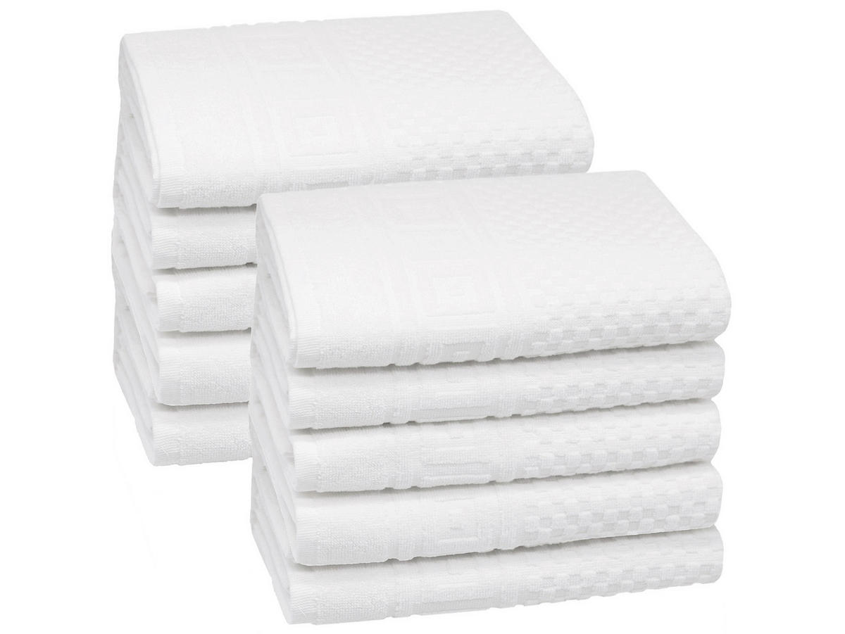 HANDTÜCHER, 10er-Set, 50x100 cm, 100% Baumwolle, Weiß - Weiß, Textil (50/100cm) - Zollner