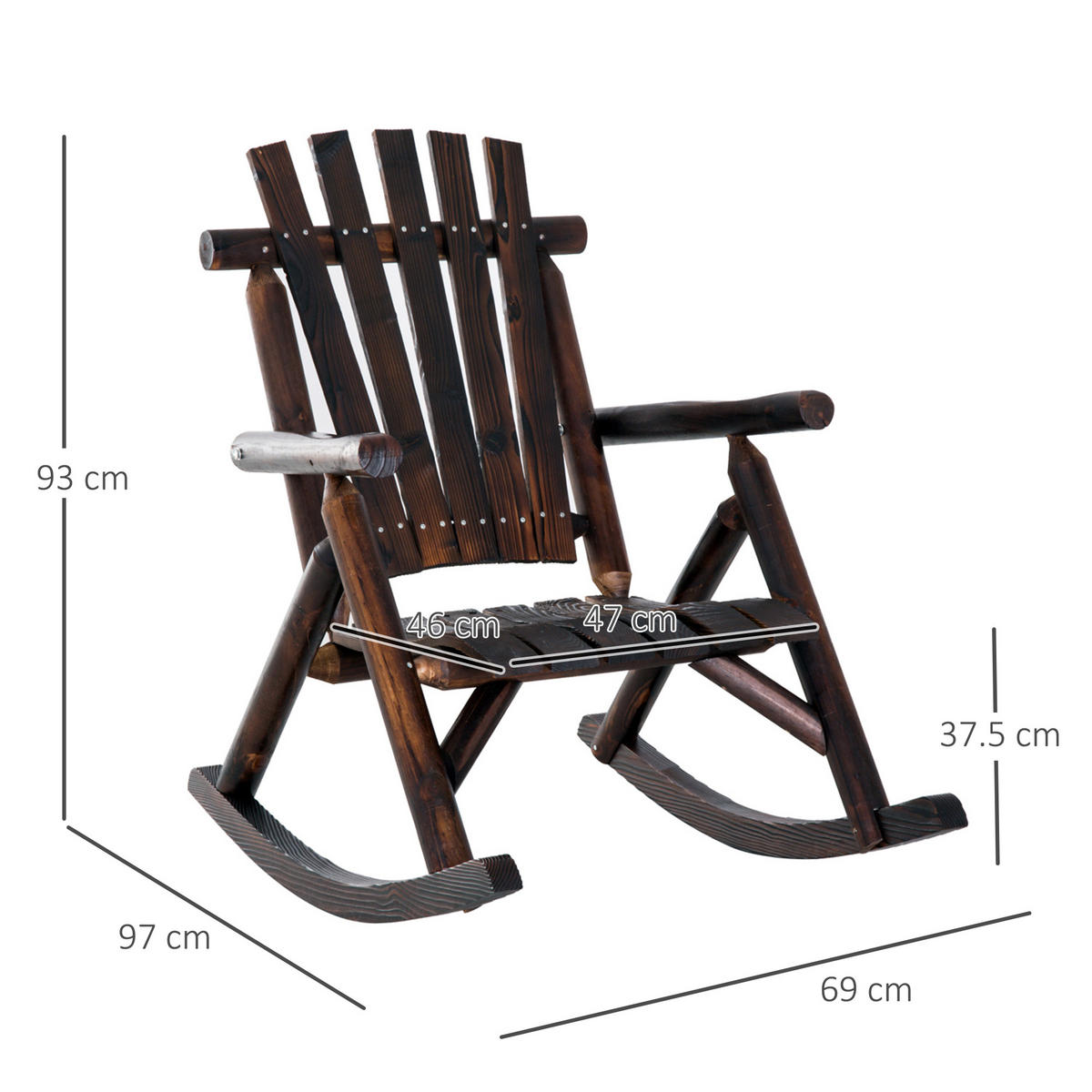 SCHAUKELSTUHL Holz 97x69x93 cm - Dunkelorange, Holz (97/93/69cm) - Fortuna Lai