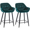 BARHOCKER 2er Set Samt dunkelgrün - Dunkelgrün/Schwarz, Textil/Metall (54/103/57.5cm) - CLP