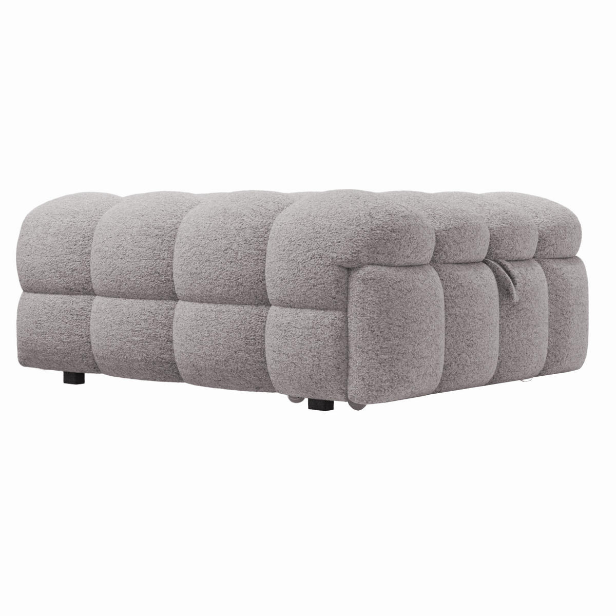 POLSTERBETT in Grau Teddy-Stoff, Ausziehbares Schlafsofa - Grau, Textil (80/180cm) - KOMHTOM