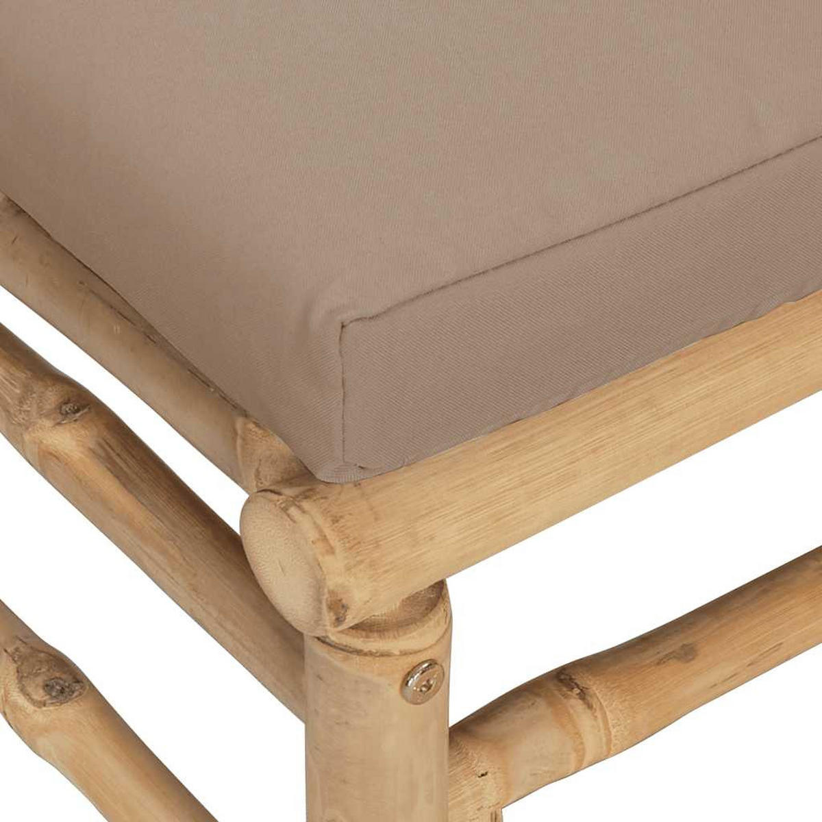 GARTEN-MITTELSOFA Mit Taupe Kissen Bambus - Taupe, Naturmaterialien (69/65/55cm) - vidaXL