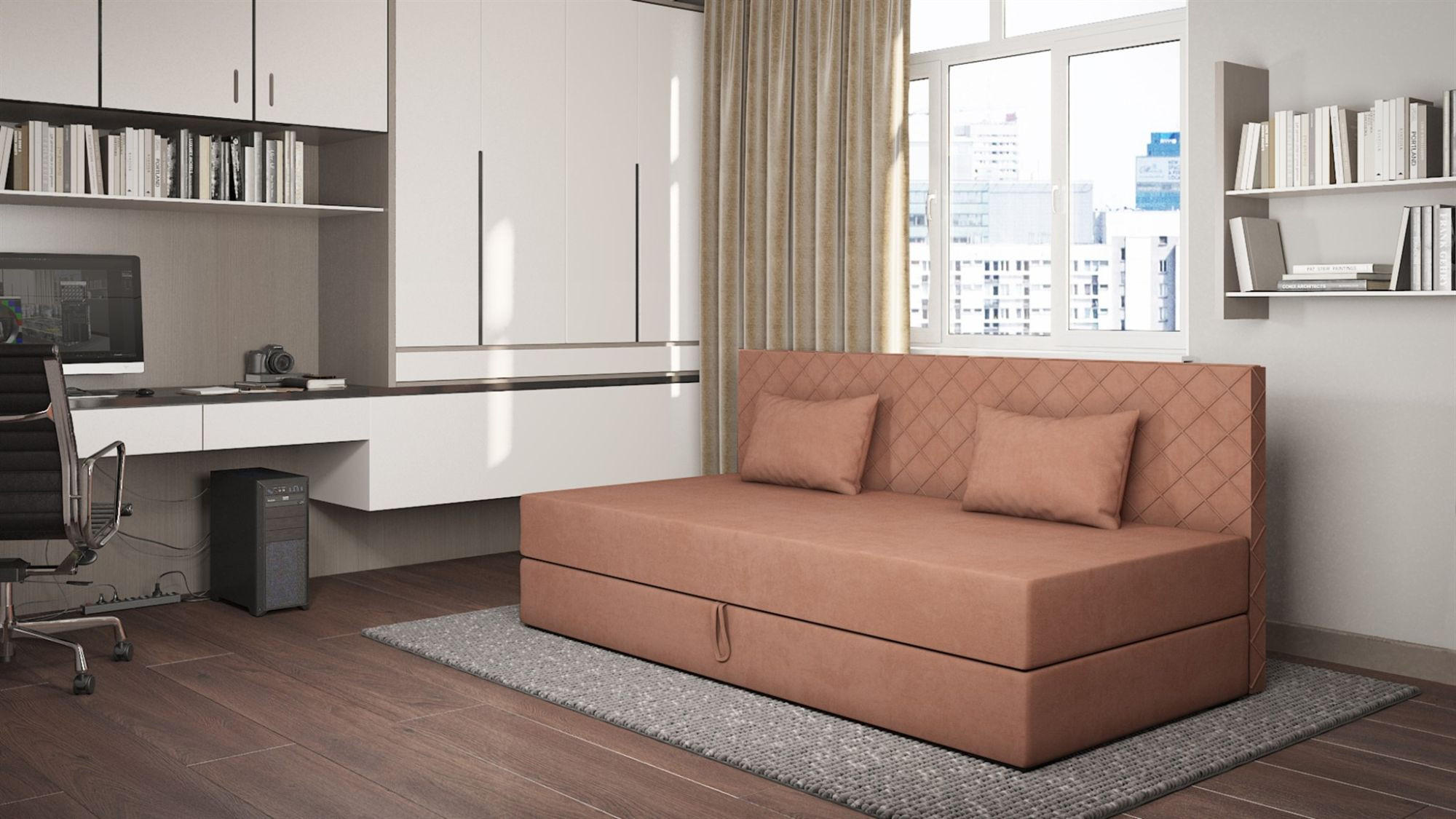 SOFA Siena In Opera - Hellrosa, Holzwerkstoff/Textil (200/90/97cm) - Fun Möbel