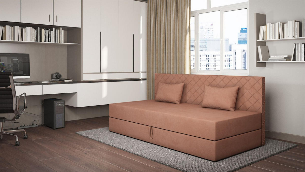 SOFA Siena In Opera - Hellrosa, Holzwerkstoff/Textil (200/90/97cm) - Fun Möbel