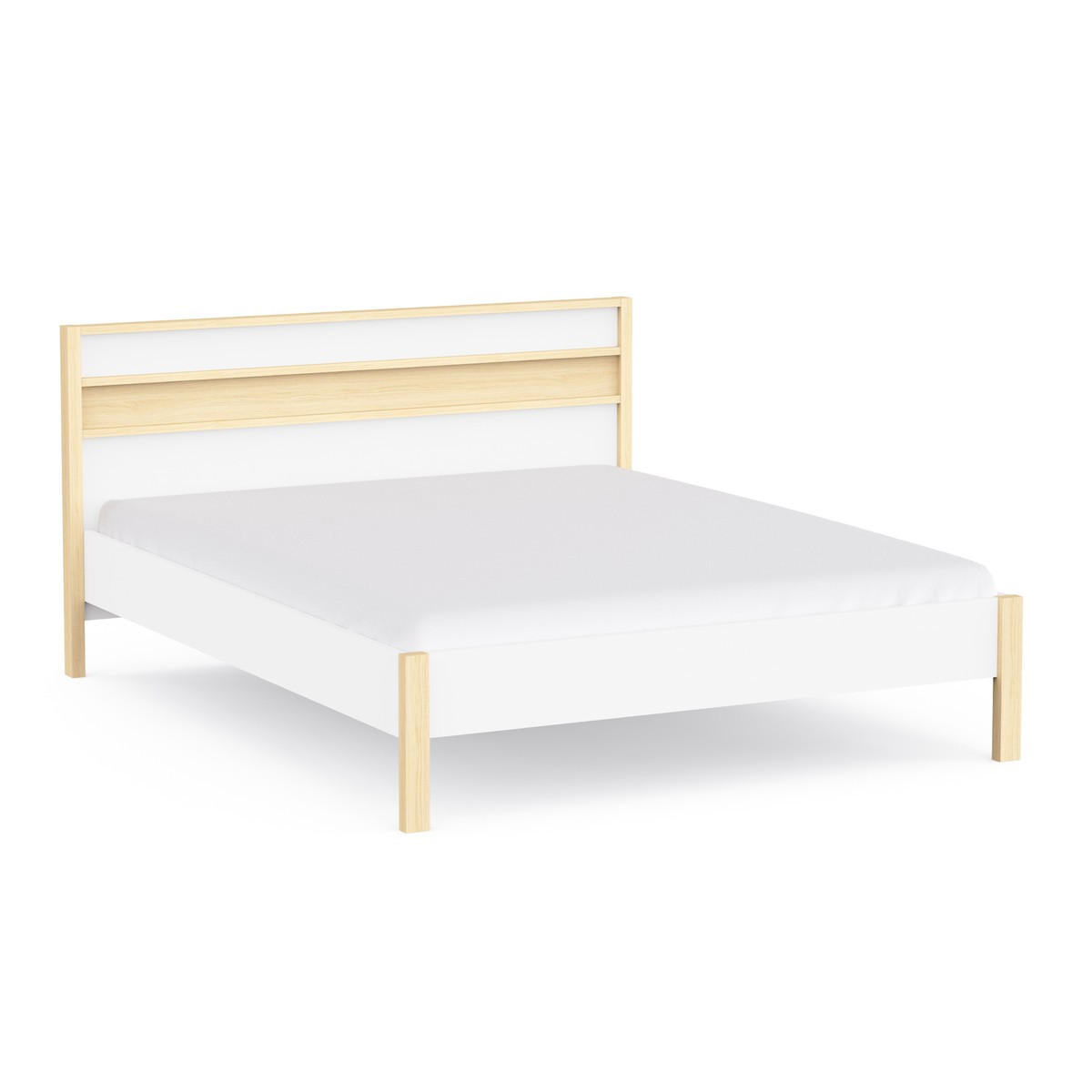 BETT in Weiß und Eiche Dekor 171,9/207,3/95 cm - Weiß, Holzwerkstoff (200/160cm) - Calicosy