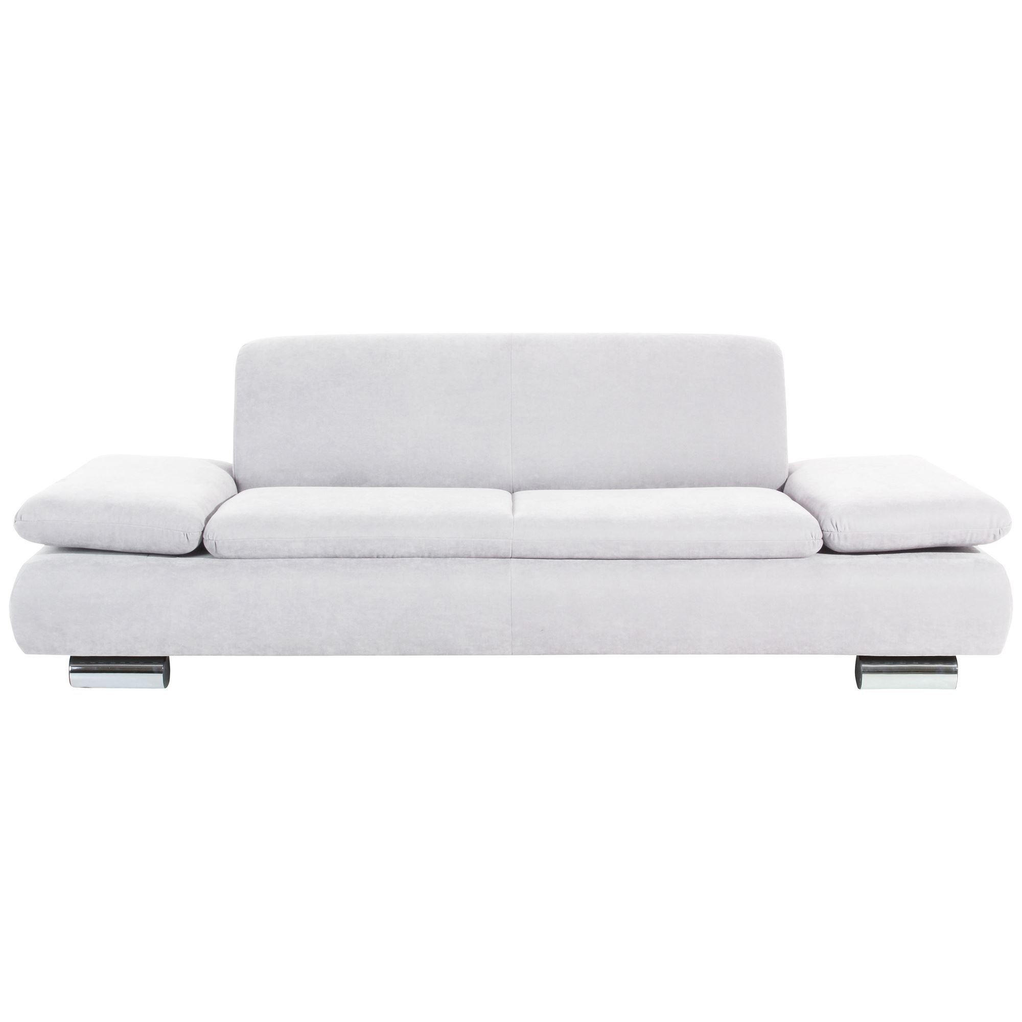 SOFA 2,5-Sitzer Kaye Bezug Veloursstoff Metallfuß verchromt / creme - Weiß, Kunststoff (221/76/90cm) - 58aufmkessel