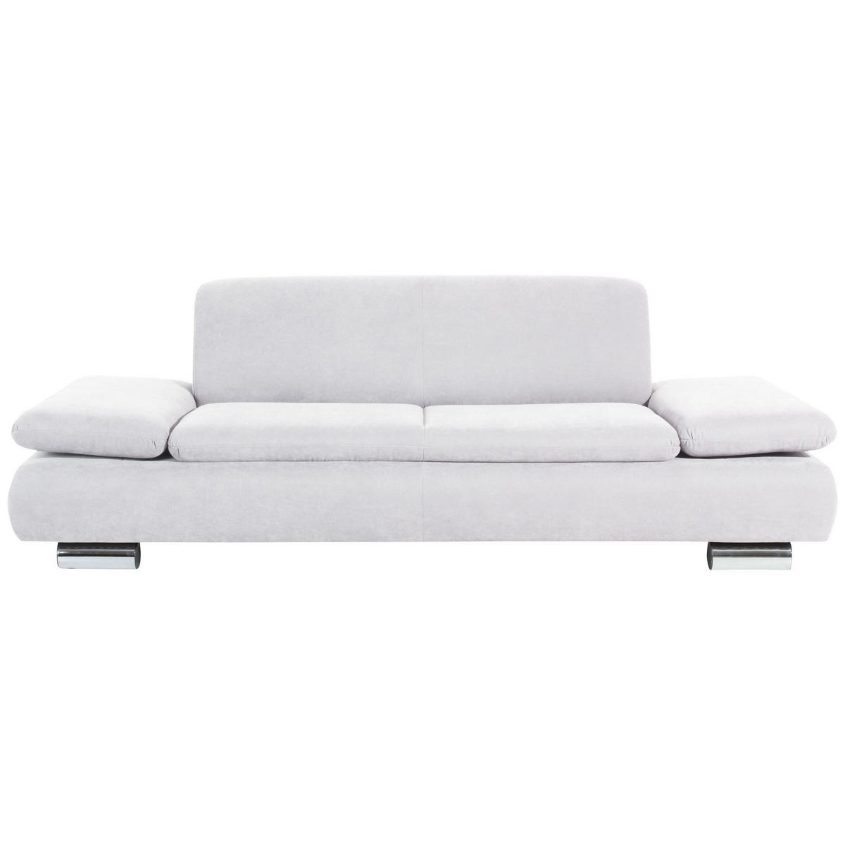 SOFA 2,5-Sitzer Kaye Bezug Veloursstoff Metallfuß verchromt / creme - Weiß, Kunststoff (221/76/90cm) - 58aufmkessel