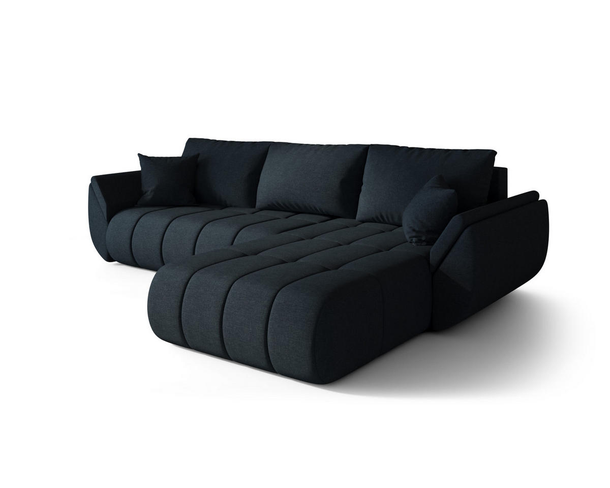 ECKSOFA TOKYO PREMIUM mit Schlaffunktion, Stoff WIND, Dunkelblau, Rechts - Dunkelblau, Holz (280/190cm) - Kaiser Möbel