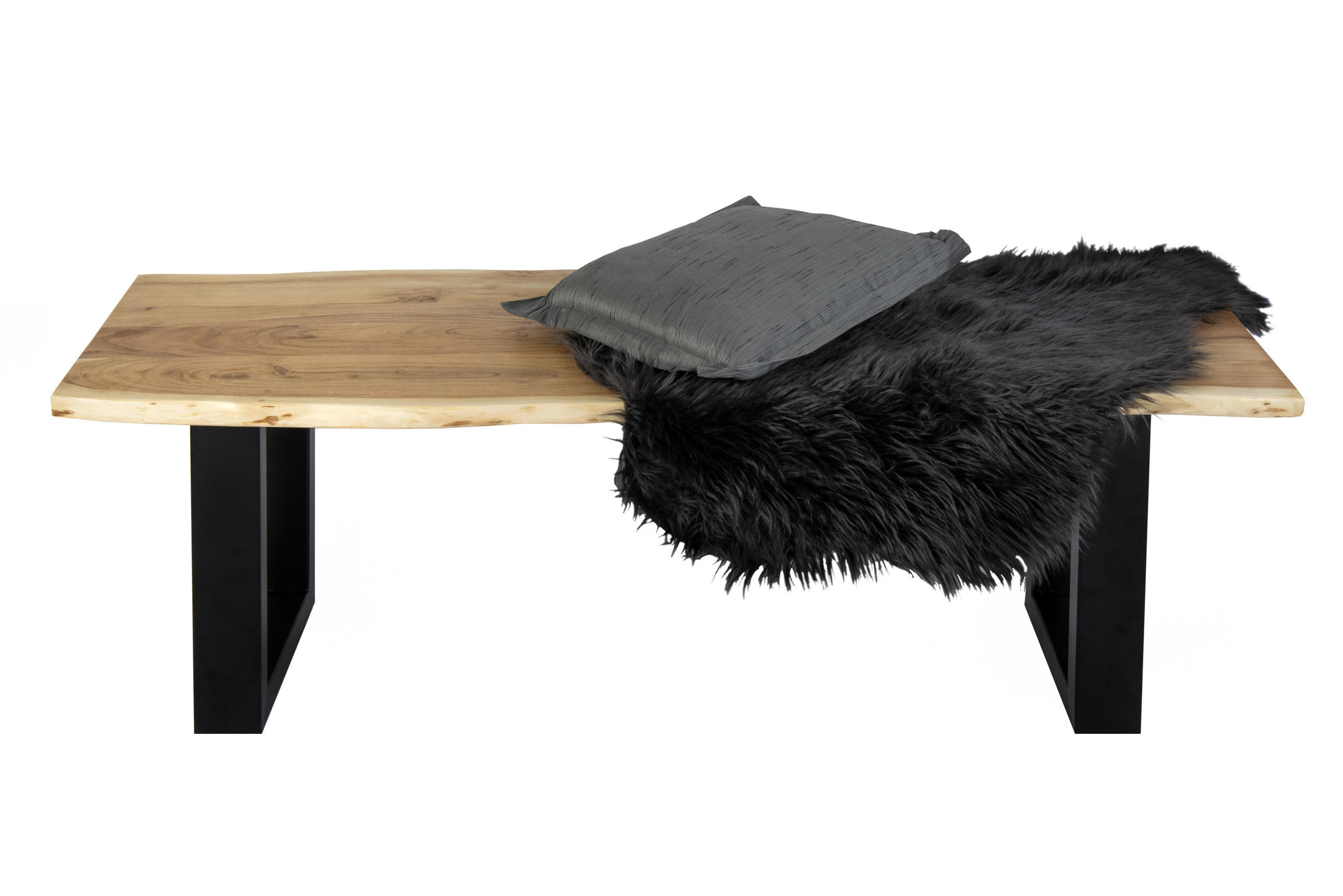 SITZBANK NOAH - Beige/Schwarz, Holz/Metall (120/47/42cm) - SAM