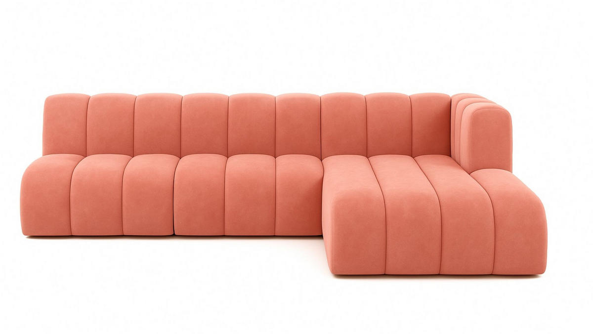 ECKSOFA GRAND L 295 cm, Stoff Salvador, Rosa, Rechts - Rosa, Holz (295/179cm) - Kaiser Möbel