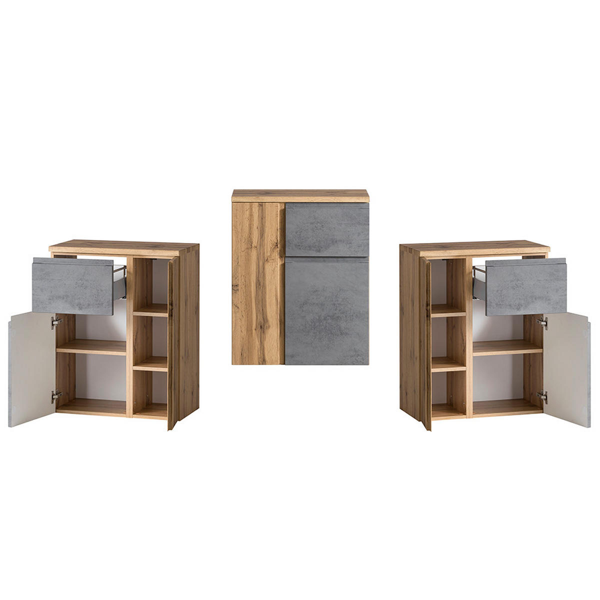 BADMÖBEL-SET 5-TLG. Vasto-03 - Grau, Holzwerkstoff (265/200/47cm) - Lomado