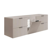 BADMÖBEL-SET MIT WÄSCHEKORB: Kaschmir, Griffe Schwarz, 160 x 46 x 57 cm - Kaschmir/Schwarz, Holzwerkstoff (160/57/46cm) - 3XE LIVING