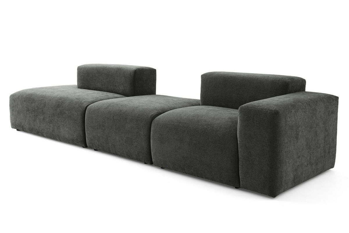 4-SITZER modulares Sofa HEAVEN SET 4 Links, Breite 335 cm Webstoff Dunkelgrau - Dunkelgrau/Schwarz, Holz/Kunststoff (335/71/102cm) - Muffo