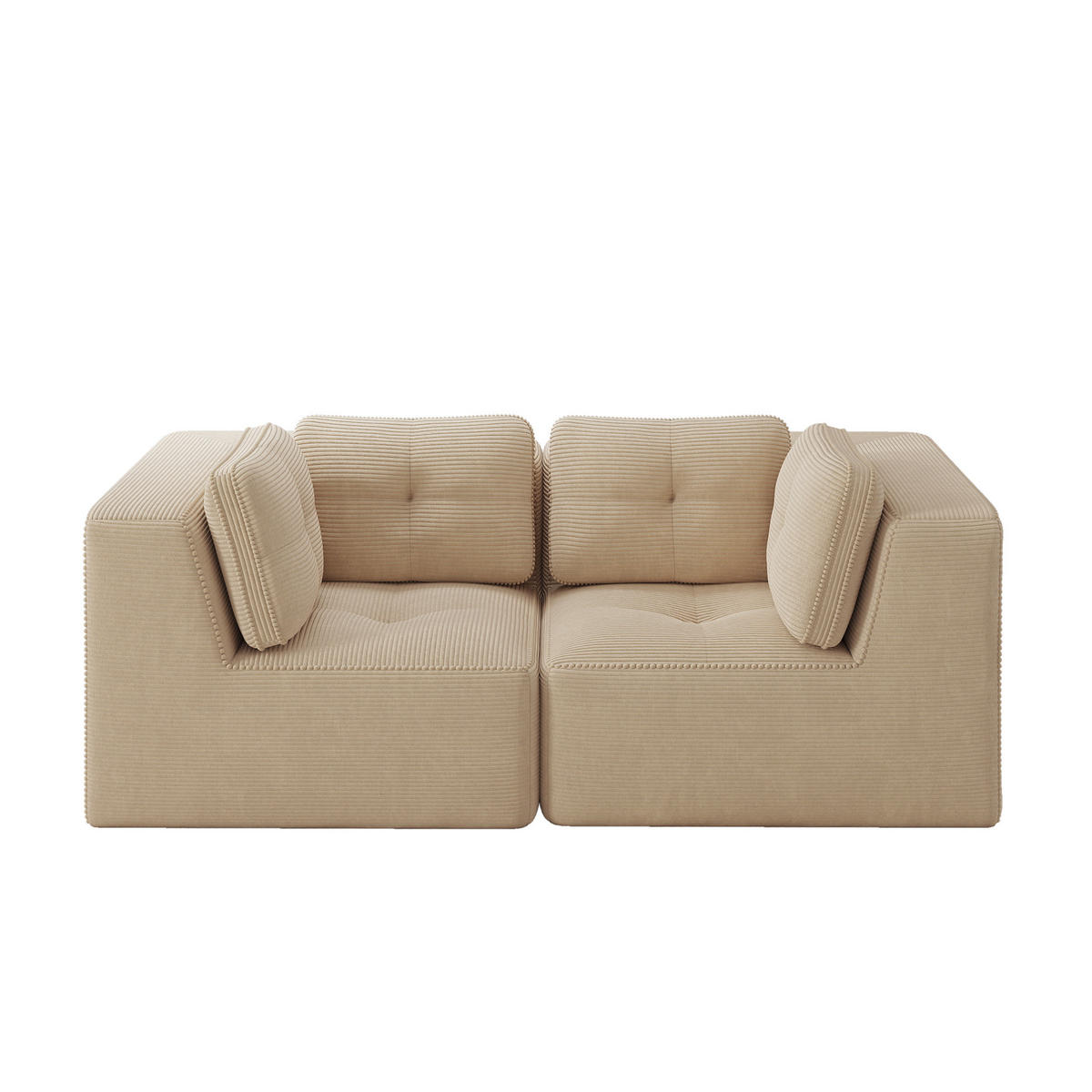 ECKSOFA 208/104/69 cm beige aus Cord mit modularem Design - Beige, Textil (104/208cm) - OKWISH