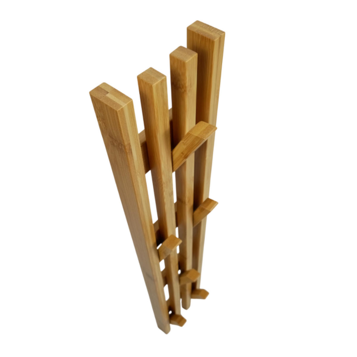 WANDGARDEROBE Bambus Naturfarben 6 Haken 100×14×3,5 cm - Naturfarben, Holzwerkstoff (14/100/3.5cm) - Begryf