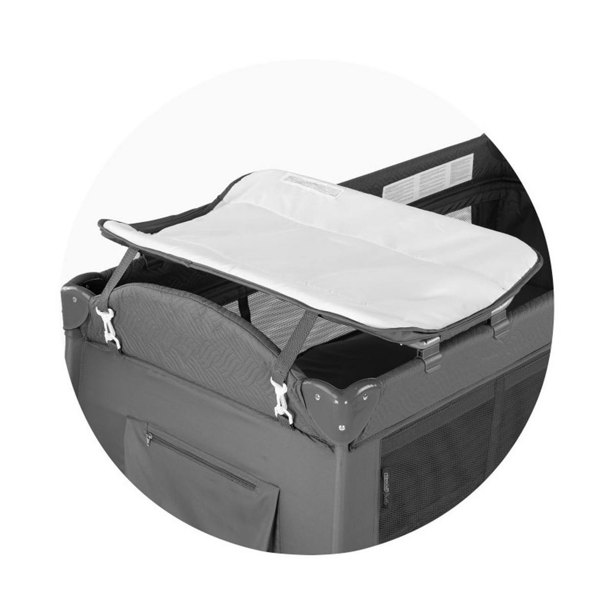 REISEBETT Bella braun gemustert 2 Ebenen seitlicher Eingang Musikmobile Wickelauflage - Braun, Kunststoff (60/120cm) - Chipolino