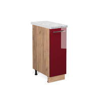 APOTHEKERUNTERSCHRANK Fame-Line Bordeaux Hochglanz 30 cm, AP Marmor - Honigeiche/Bordeaux, Holzwerkstoff (30/82/60cm) - Vicco