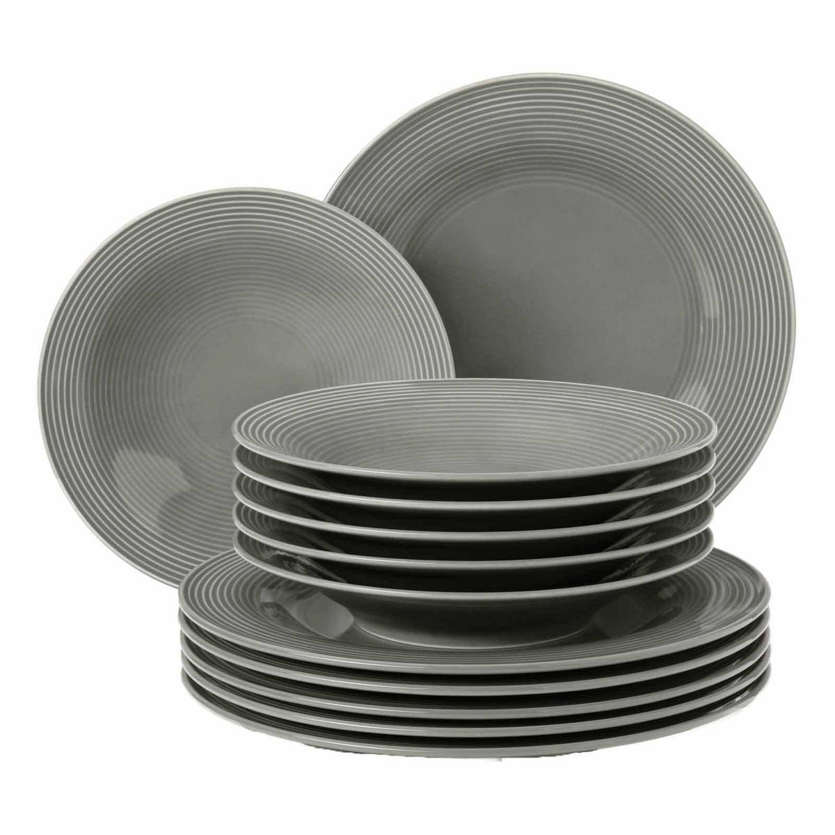 TAFELSERVICE Beat Color Glaze Perlgrau 12er Set - Grau, Keramik (32.3/23.5/32.3cm) - Seltmann Weiden