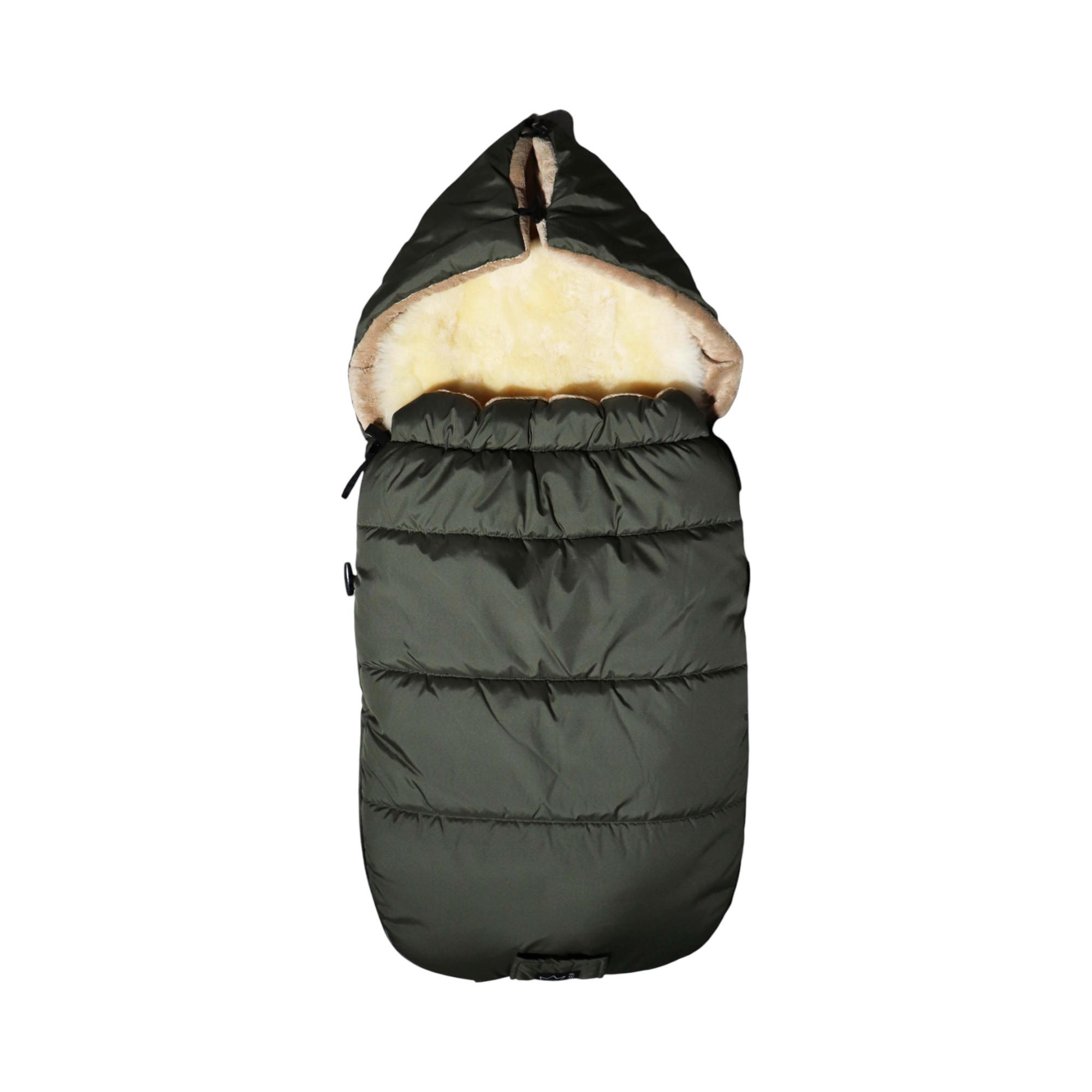 KINDERWAGENFUSSSACK Sheep mit Lammfelleinlage, kaki - Waldgrün, Textil/Fell (45/100cm) - Kaiserbaby