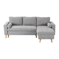 SCHLAFSOFA - 4 Personen - Stoff - Hellgrau - - Hellgrau, Textil (225/88/146cm) - Vente-Unique