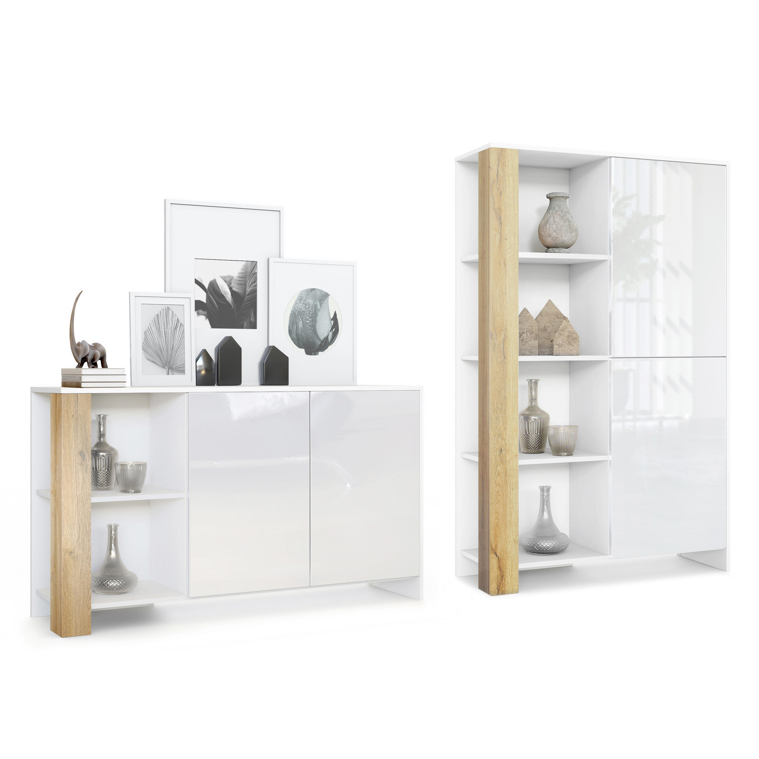 WOHNZIMMERSET Venedig Eiche Natur - Eichefarben, Holzwerkstoff (248/151.5/36cm) - Vladon