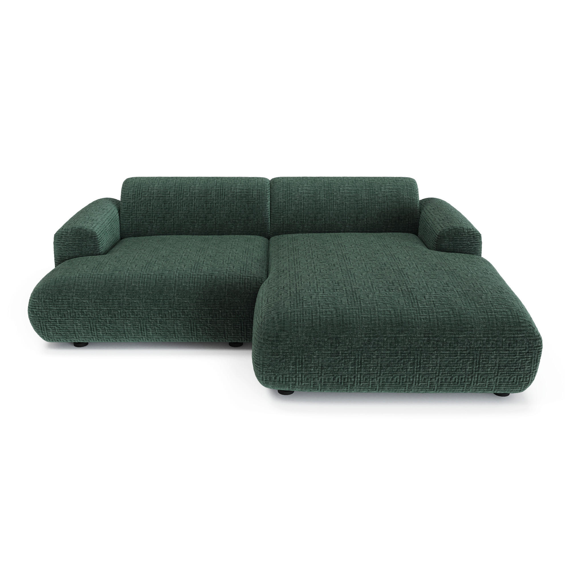 ECKSOFA RECHTS Gemusterter Samt Smaragdgrün 266cm - Smaragdgrün, Textil (266/165cm) - Sia Home