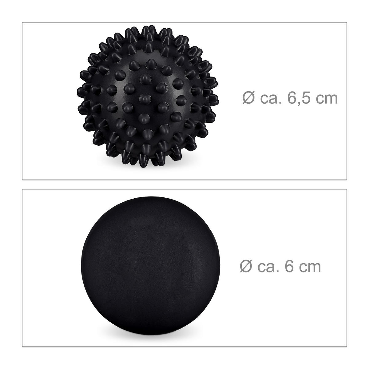 4XMASSAGEBALL - Schwarz, Kunststoff (6.5/6.5/6.5cm) - Relaxdays