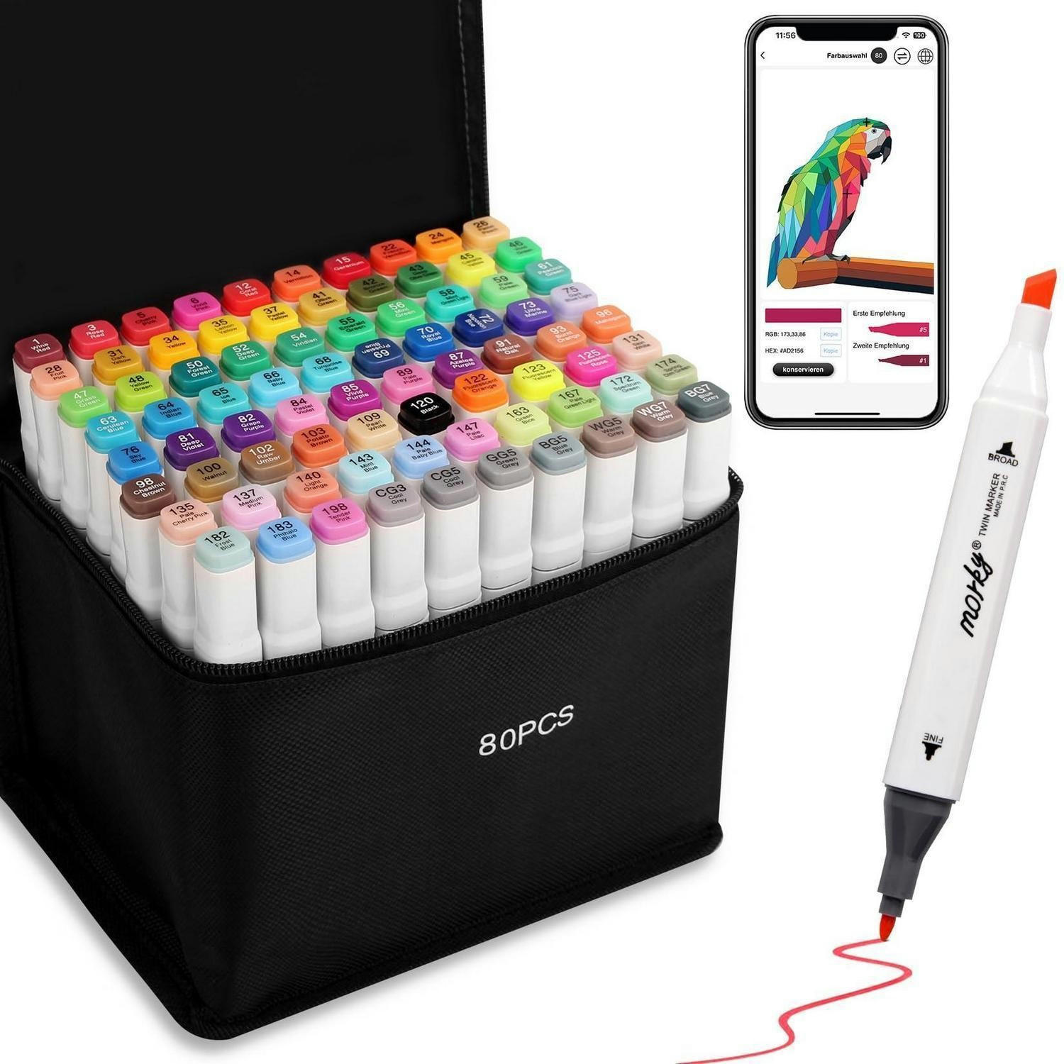 MARKER-SET 80-teiliges Set mit App - Multicolor, Kunststoff (13.5/16/15cm)