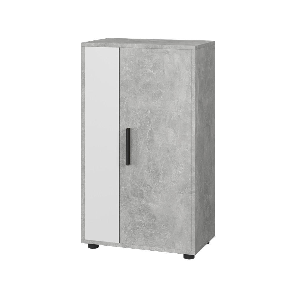 KOMMODE Berno Beton/Weiß 50.1 x 87.3 cm mit 2 Fächern - Weiß/Grau, Holzwerkstoff (50.1/87.3/28.3cm) - Vicco