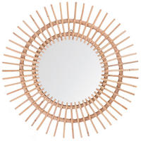 WANDSPIEGEL Rattan natürlich Sonnenform 76 cm Stenen - Beige/Naturfarben, Naturmaterialien (76/76/3cm) - Beliani