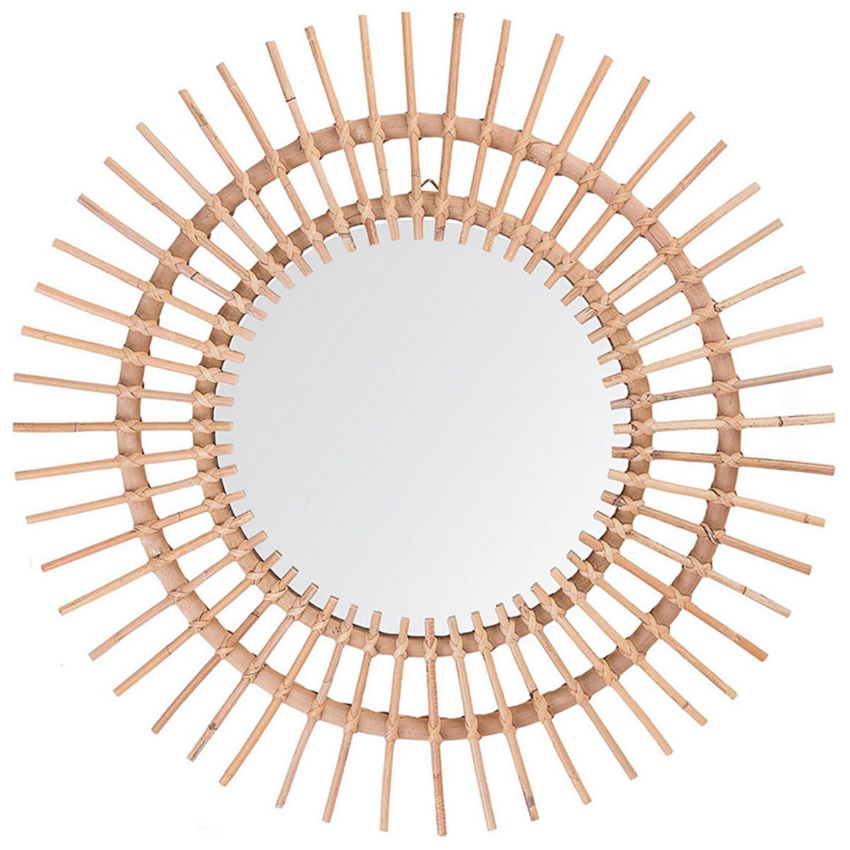 WANDSPIEGEL Rattan natürlich Sonnenform 76 cm Stenen - Beige/Naturfarben, Naturmaterialien (76/76/3cm) - Beliani