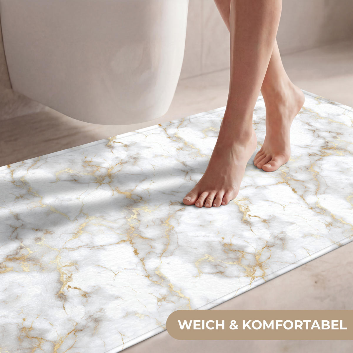 WC PŘEDLOŽKA Zlaté žilky - Mramor - Bílý 120x60 cm - bílá, textil/plast (120/1cm) - OnlyWow