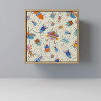 SIDEBOARD COLORFUL INSECTS, Eichefarben, 57,5x42x57,5 cm, Ohne Füße - Eichefarben/Multicolor, Holzwerkstoff (57.5/57.5/42cm) - SpaceRebels